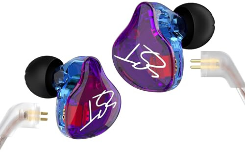 Yinyoo Easy KZ ZST Colorful Hybrid Balance Armature with Dynamic in-Ear Earphone 1BA+1DD HiFi Headset (Purple, With mic)