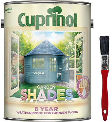 New 2018 Improved Formula Cuprinol Garden Shades Seagrass 5L. Now Offers 6 Year Garden Wood Weather Protection. Includes PSP Touch up Wood Care Brush.