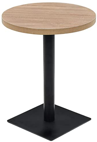 vidaXL Bistro Table MDF and Steel Round 60x75cm Oak Colour Kitchen Furniture