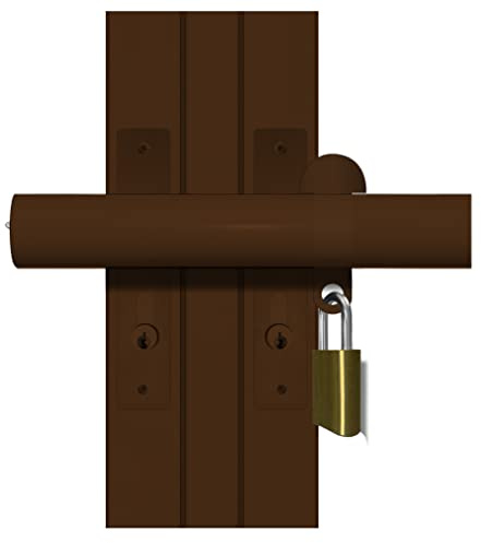 Patio Door French Lock 'Curved Section' Brown Colour-High Security Deadlock Sliding Fix Bar Seen from Outside Standard Version-NO Tools Required