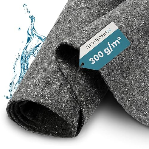 TeichVision - Non-tissé de Protection - pour étang et Bassin - Gris - 300 g/m² - 20 x 2 m