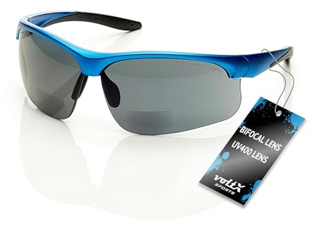 voltX Constructor Ultimate Säkerhetsglasögon för bärare av bifokala läsglasögon (blå ram, rökglas, diopter +3.0) CE-certifierad EN166FT - UV400-linser