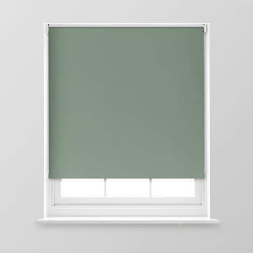 Trimmable Blackout Roller Blind - 4FT - SAGE - 120cm(W) x 170cm(L) | Polyester Thermal Blackout Roller Blind with Trim-To-Size Fit, Blocks Light, Retains Warmth, Ideal for Bedrooms & Lounges