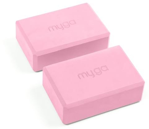 Myga Yoga Blocks - Pair of High Density Foam Bricks for Yoga, Pilates and Fitness for Balance, Support & Flexibility - Non Slip, Lightweight & Durable Foam Blocks for Home, Gym & Travel (Dusty Pink)