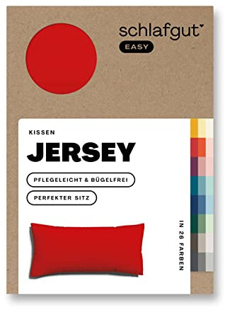 Schlafgut Easy Jersey Kissenbezug 40x80 cm Red Deep mit 100% Baumwolle, superweicher & atmungsaktiver Kopfkissenbezug