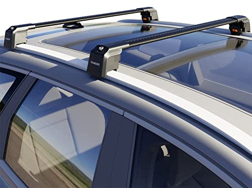 THUNDER CARRIER Aluminium Roof Bars for Hyundai Kona (2017-2023) | Lockable Roof Rack Crossbars for Flush Rails | 75kg/225kg Load Capacity | Pair (Black)