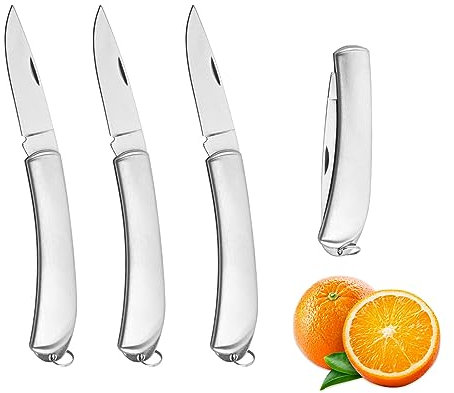 Stainless Steel Fruit Knife Set - 4 Pack Sharp and Durable Folding Pocket Knives for Most Vegetables, Fruits and Meat