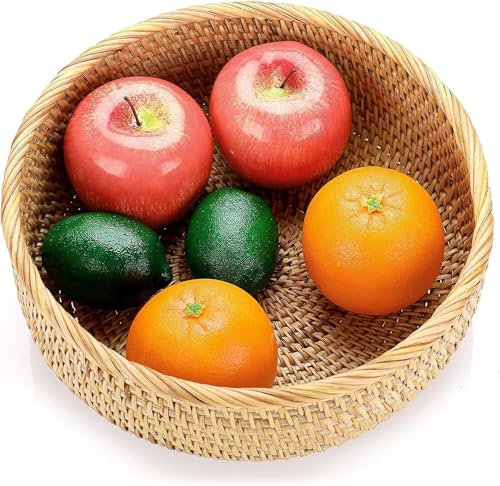 Corbeille à fruits ronde en rotin Corbeille à pain Bol de stockage pour collation Tabletop Countertop Decorative Display Storage Basket