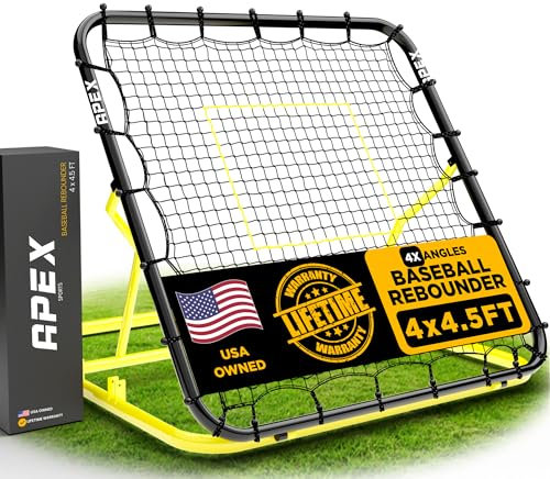 Apex Sports 4x4.5 Ft Baseball Rebounder, Multi-Sport Trainer for Soccer and Volleyball, Adjustable Angles, Easy Storage, Durable Construction, Enhances Agility, Precision, Reflexes, Solo Practice
