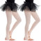 MANZI 2 Paar Mädchen Ballett Strumpfhosen 40 Denier Convertible Fuß Steigbügel Tanz Strumpfhosen für Mädchen Leistung Ballettpuder M 7-10 Jahre