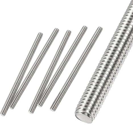 HiPicco M10 x 200mm Fully Threaded Rod & Studs, 304 Stainless Steel Right Hand Threads Rods, M10-1.5 Thread Pitch for Anchor Bolts, Clamps, Hangers and U-Bolts 5pcs