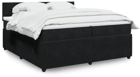 qohoio Boxspringbett mit Matratze Schwarz 200x200 cm Betten Bett Mit Matratze Bett Boxspringbett Schlafzimmer MöBel Samt - 3290126