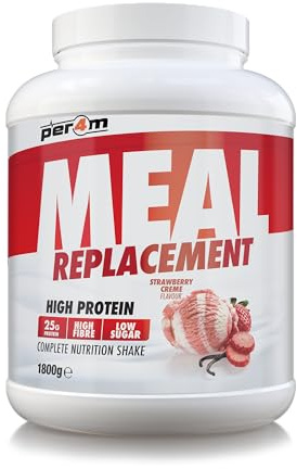 Per4m Meal Replacement Diet Shake Powder | High Protein Low Calorie Weight Loss Shake | Vegetarian Gluten Free Nutritionally Complete Slimming Drink | 30 Serving (1800g, Strawberry Creme)