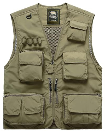 Hwalleum Uomo Multi-tasca Mimetizzazione Gilets, Uomini Estate Leggera Senza Maniche Pesca Gilet Giacca Esterno Multifunzione Tempo Libero Camo Gilets per Caccia Campeggio Fotografia Lavoro Viaggio