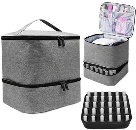 Organizzatore per smalti per unghie, capacità, doppio strato, custodia per smalto, con maniglia e cerniera, borsa per trucco impermeabile, per donne, forniture da viaggio.