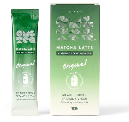 OMGTEA Organic Instant Matcha Latte Sachets Original 6 x 12g | Japanese Matcha Latte Powder with Oat & Rice, No Added Sugar, Vegan, Just Add Plant-Based Milk, 6 Servings