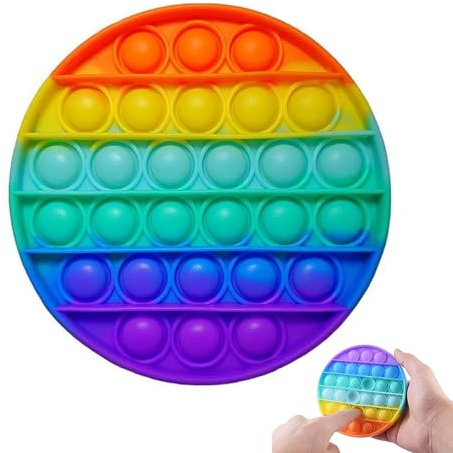 Rainbow Fidget Toys, Bubble Sensory Fidget Toy, Popper Toy, for Gifts & Parties Adhd Stress & Anxiety Relief Toy Squeeze Toddler Toy(Round 12cm)