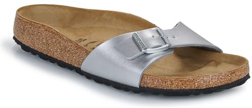 BIRKENSTOCK Madrid Birko-Flor Damen Pantoletten Silver 040413 37 EU Schmal