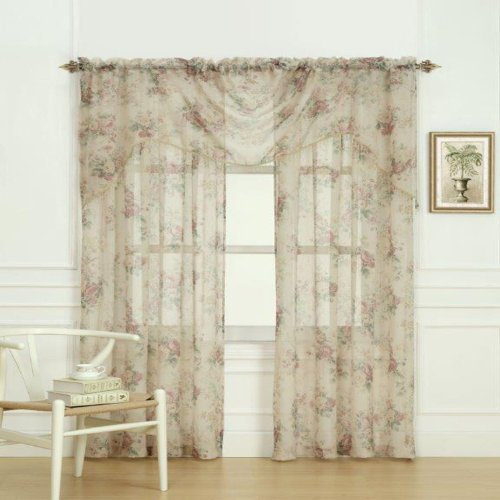 Laura Ashley Stowe Wasserfall Fenster Behandlung Querbehang, Mehrfarbig, 72 by 27-Inch