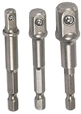 Dapetz ® 3-Piece Impact Socket Adapter Set with Hex Shank - Quick-Lock Power Drill Extension, 1/4, 3/8, and 1/2 Drive, High-Speed Nut Driver for Automotive Repairs, DIY Projects