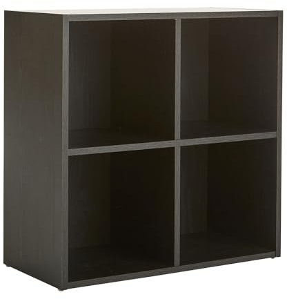Home Source Storage Cube 4 Shelf Bookcase Wooden Display Unit, Black, 60cm
