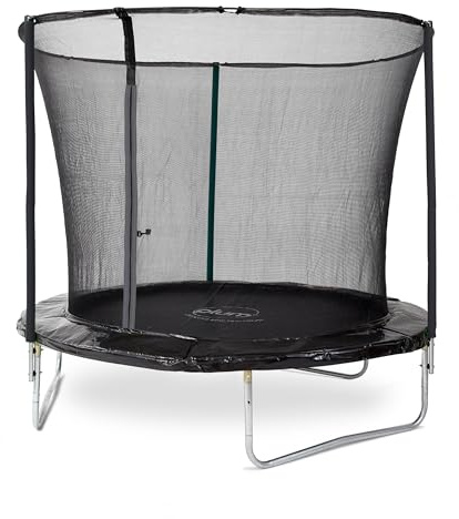 Plum 8ft Kids Fun Garden Trampoline with safety net enclosure inside the springs for better protection for children springsafe technology for outdoor family fun (8ft Black Foam)