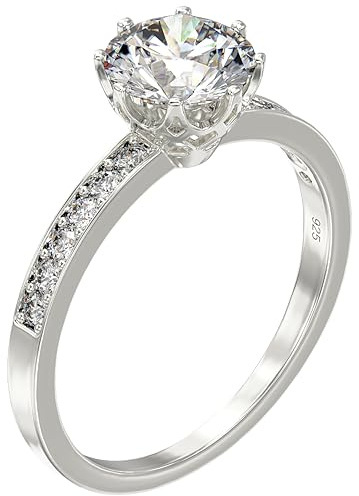 Aeon Engagement, Solitaire & Marriage Rings | Brilliant White Cubic Zirconia | Sizes J-R | Gift box & Polishing Cloth Included