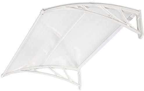 Blisswood Front Door Canopy Outdoor Awning Shelter 120 x 80 cm Window Rain Roof Cover With Polycarbonate Roofing Sheets Porch Shade Patio UV Protection Back Door Porch Canopies