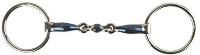 AK Loose ring double jointed Lozenge with curved shape Horse Riding Bit AKRS-2605 (6'', Blue-Silver)