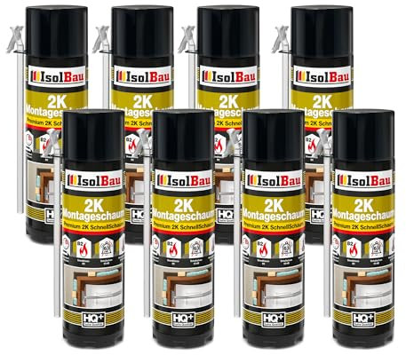 Isolbau 2K Montageschaum B2 Zargenschaum - Premium PU-Schnellschaum für Türen, Fenster, Dämmung & Montage - 8 x 400 ml