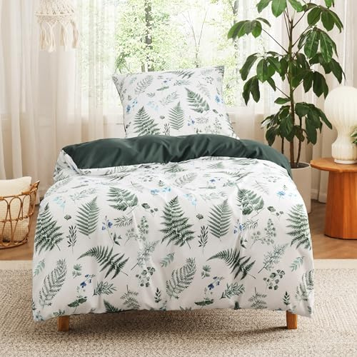 BEDSURE Juego de ropa de cama de 135 x 200 cm, 2 piezas, funda nórdica de 135 x 200 cm con funda de almohada de 80 x 80 cm, certificado Öko-Tex, diseño floral
