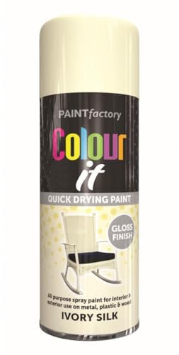 Inspired Essentials All Purpose Aerosol Spray Paint 400ml Quick Drying Spray, Fast Dry and Excellent Coverage for Metal, Wood, Plastic and More (Ivory Silk)