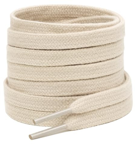 Stepace 2 par platta skosnören av 100% bomull,8 mm breda slitstarka skoband för sneakers,sportskor,löparskor