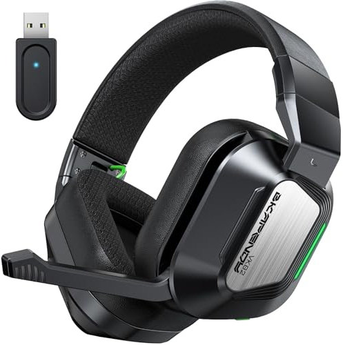 Skapendy VK82 Cascos Gaming Inalambricos con Micrófono Reducción De Ruido, Cascos Wireless de 2.4G & Bluetooth 5.4, Auriculares Gaming con Luces LED para Ps5, Ps4, PC, Switch (Negro)