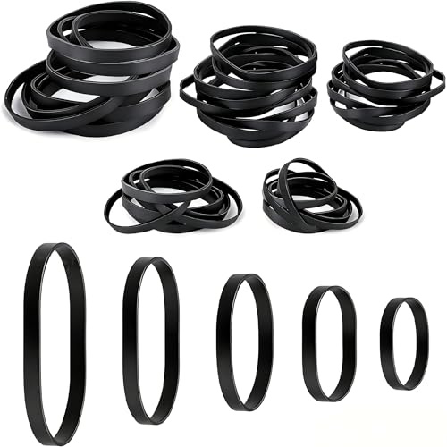 KATIMI 200 stycken stora gummiband svart, 5 storlekar gummiringar breda, elastiskt gummiband brett svart, återanvändbart hushållsgummi för industri camping överlevnad (2,5/4/5/6/7 mm)