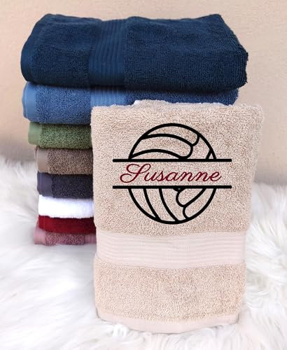 Handtuch mit Namen und Motiv Volleyball bestickt Hobby Beach-Volleyball Kinderhandtuch Geschenk Frauen Geburtstag Ball Vereins-Geschenk Duschtuch Badetuch Waschlappen Fanartikel Sportler Mannschaft