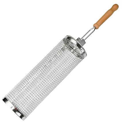 Grill BBQ Net Tube – BBQ Accessories Cage, Stainless Steel Basket | Secure Food Grilling Lock, Heat Resistant Cooking Cage For Roasting Vegetables Seafood Meats On Outdoor Camping Or Kitchen Grill