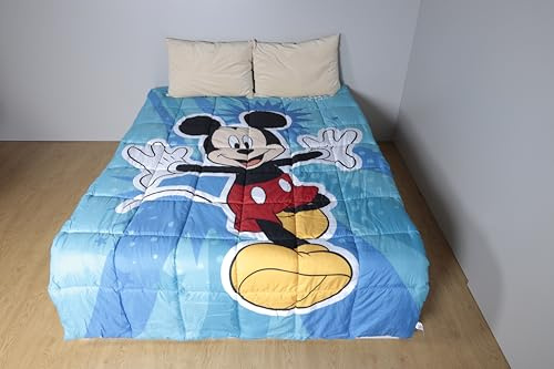 Disney Edredón Mickey Mouse, trapunta invernale, 160 x 250 cm, Diseño Infantil, Azul