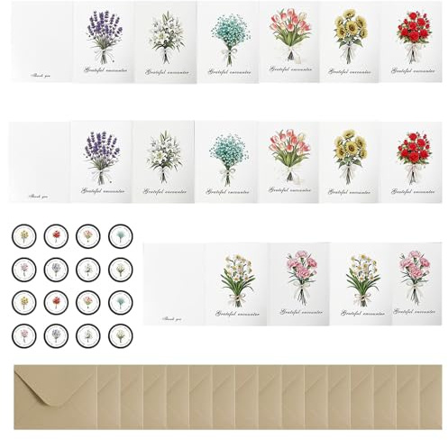 ZSUIQIN 16 piezas Tarjetas con sobres, Tarjeta de felicitación moderna, Tarjeta de Navidad y sobre, para tarjetas de felicitación, tarjetas de agradecimiento(8 estilos diferentes)