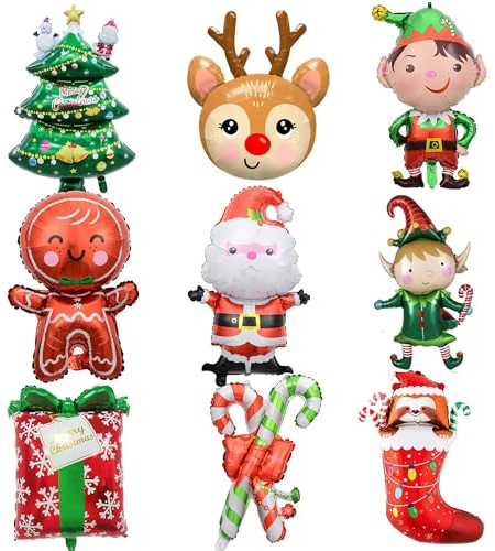 Palloncini di Natale, 9 pezzi, grandi dimensioni, decorazione natalizia, gigante, Natale, elio, palloncini in pellicola
