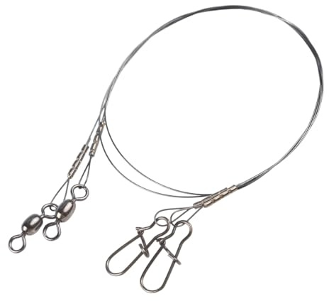 Helilyco Paquete de 2 cables de pesca con giro y cierre de doble bloqueo, 30 cm, 14 kg y 35 cm, 18 kg de fuerza de tracción, pez depredador