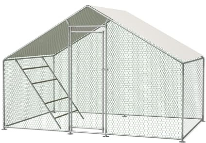 Recinto per piccoli animali – Grande 3 x 2 m per polli, stallo resistente all'inverno, con tettoia, serratura di sicurezza e scala di base, gabbia per animali domestici per polli, conigli/uccelli