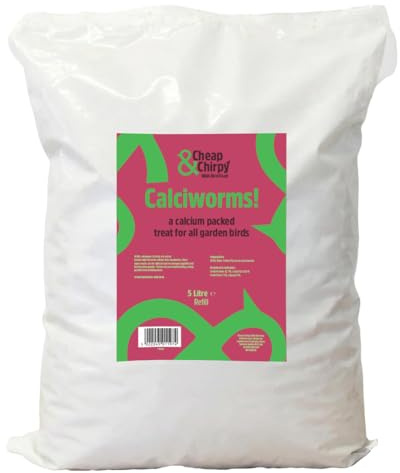 Cheap & Chirpy Calciworms For Wild Birds - 5 Litre Refill Bag - Wild Bird Feed - Swan And Duck Food - Calci Worms for Birds (packaging may vary)