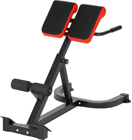 SPORTNOW Banc de Musculation Réglable 5 Niveaux Chaise Romaine Noir Rouge