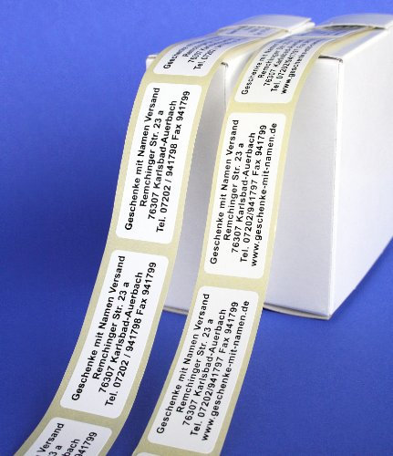 ADRESS-AUFKLEBER mit Ihrem Wunschtext | mit schwarzer Schrift, 500 Stück | Namens-Aufkleber, ca. 51 x 19 mm, 1 bis 5 Zeilen Text