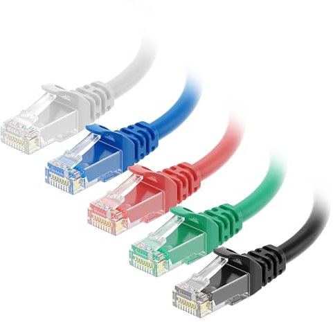 Cable Matters 5-Color Combo Snagless Cat6 Ethernet Cable (Cat6 Cable/Cat 6 Cable) 1.5m