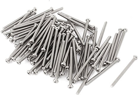 SOURCING MAP M 2,5 x 35 mm 304 Acero inoxidable tornillos Phillips cabeza redonda 60 piezas