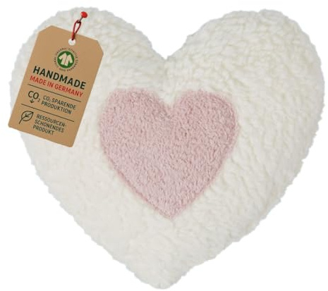 Efie épeautre de chaleur Coussin Coeur Rose, culture biologique contrôlée, certifié GOTS, 100% fabriqué en Allemagne