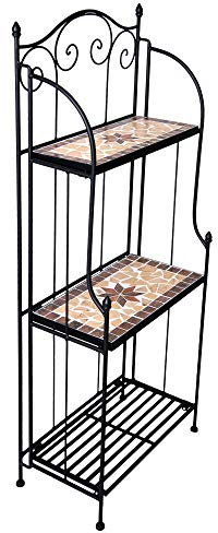 dszapaci Blumentreppe Mosaik 115cm hoch 45cm breit Pflanztreppe Wandregal Garten Metall Mosaik Blumenregal Metallregal Balkon Draußen