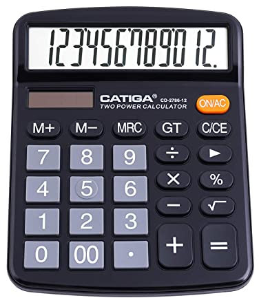 CD-2786 Tischrechner, 12 Ziffern, mit großem LCD-Display und empfindlicher Taste, doppelte Solar- und Batterieleistung, Standardfunktion für Büro, Haus, Schule, CD-2786